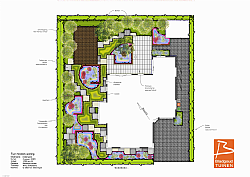 Overkapping, schuurtje en cortenstaal in een tuinontwerp