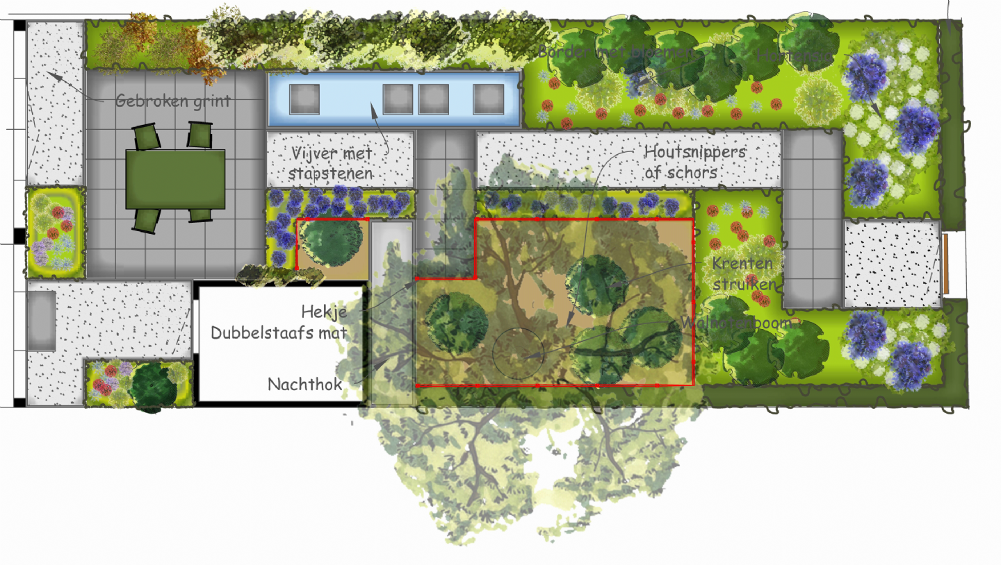 Tuin met loslopende konijnen